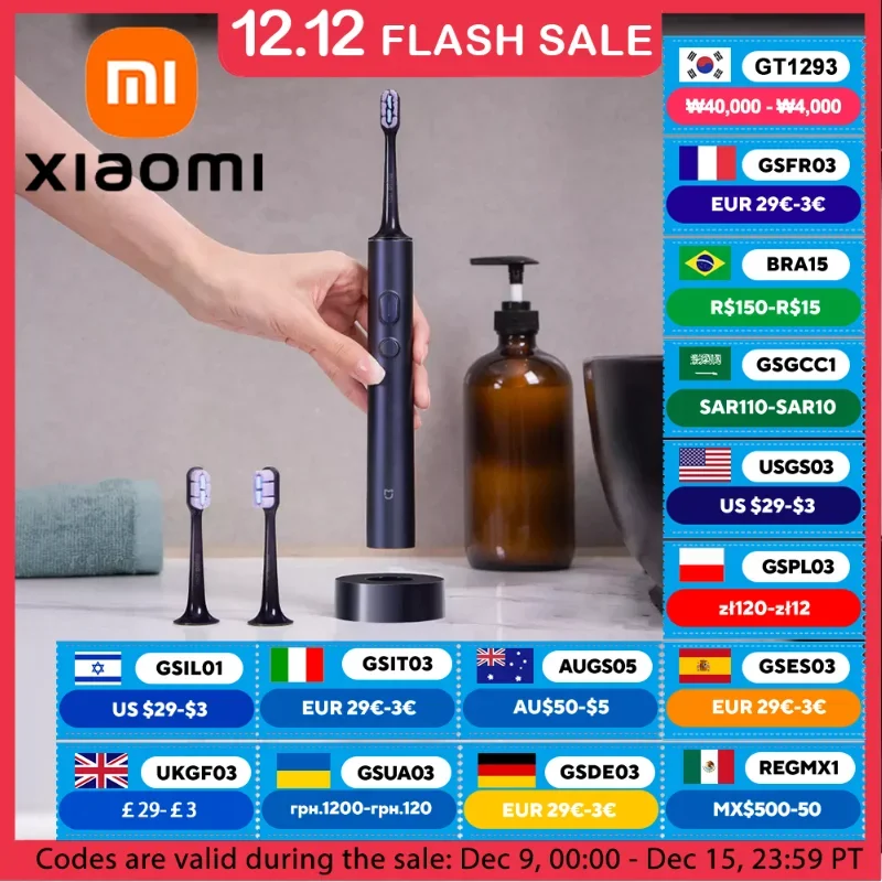 Elektryczna soniczna szczoteczka do zębów XIAOMI MIJIA T700, wytrzymałość baterii 24 dni, 360 ° Bezprzewodowe ładowanie, ultradźwiękowe