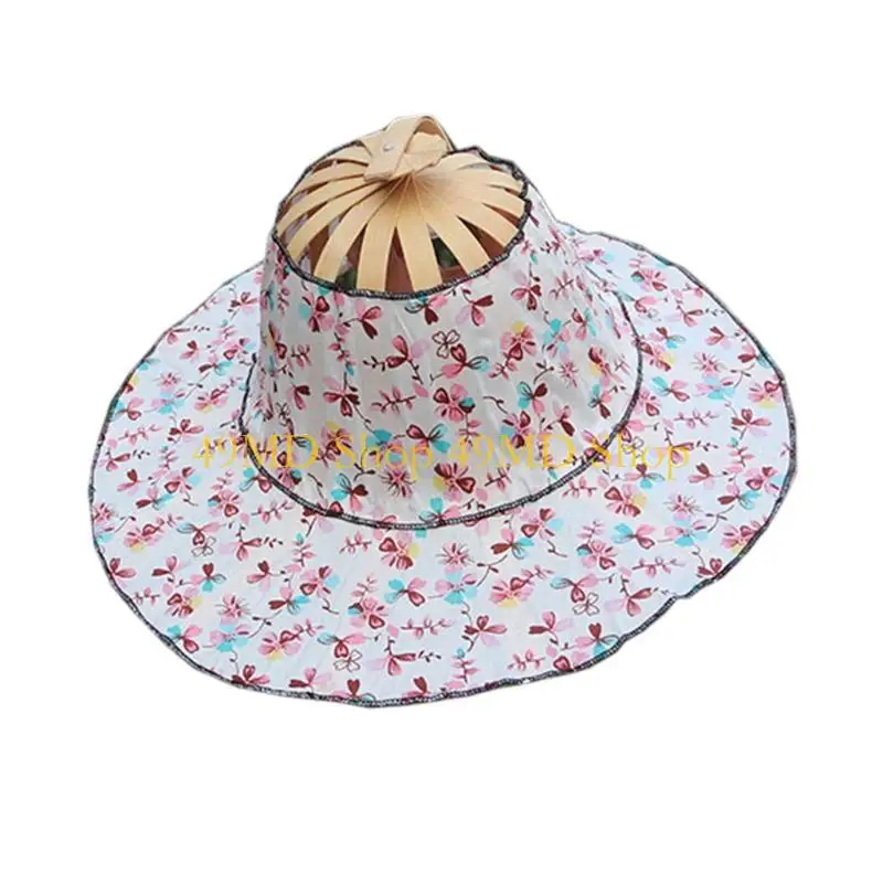 49MD Transformable Summer Hat Women Cooling Hat Bamboo Frame Multifunctional as Fan