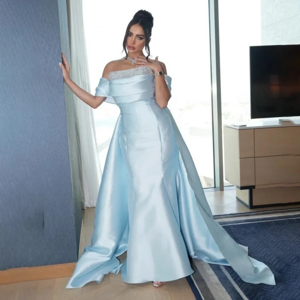 

Best Selling Off The Shoulder Evening Dresses Charming Ruffles Prom Dress Exquisite Boat Neck Party Gown فساتين سهرة Customized