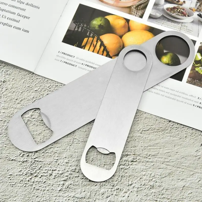 1PC Durable Beer Bottle Opener Stainless Steel Flat Speed Bottle Cap Opener Remover Bar Blade Kitchen Tool