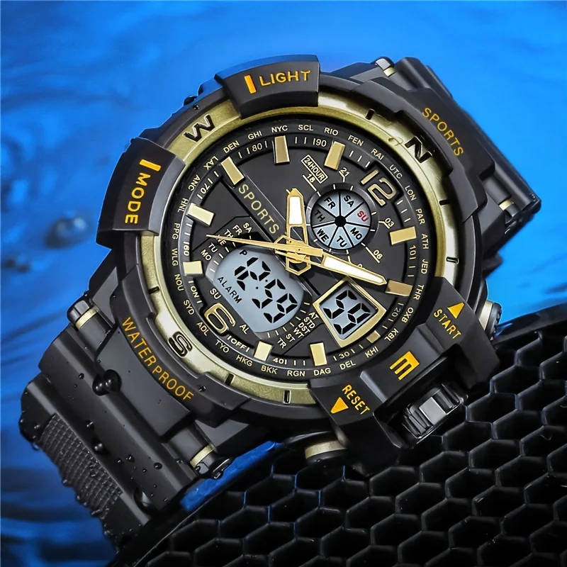 Men's Athletic Digital Watch: Waterproof, Luminous Display - Durable Silicone Band, Ideal Gift