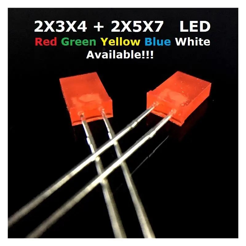 100 SZTUK 2x5x7/2x3x4 Kwadratowa dioda LED DIP Biały Czerwony Żółty Zielony Niebieski Wysokiej jakości koralik 2*3*4/2*5*7 Dioda elektroluminescencyjna — zdjęcie 2