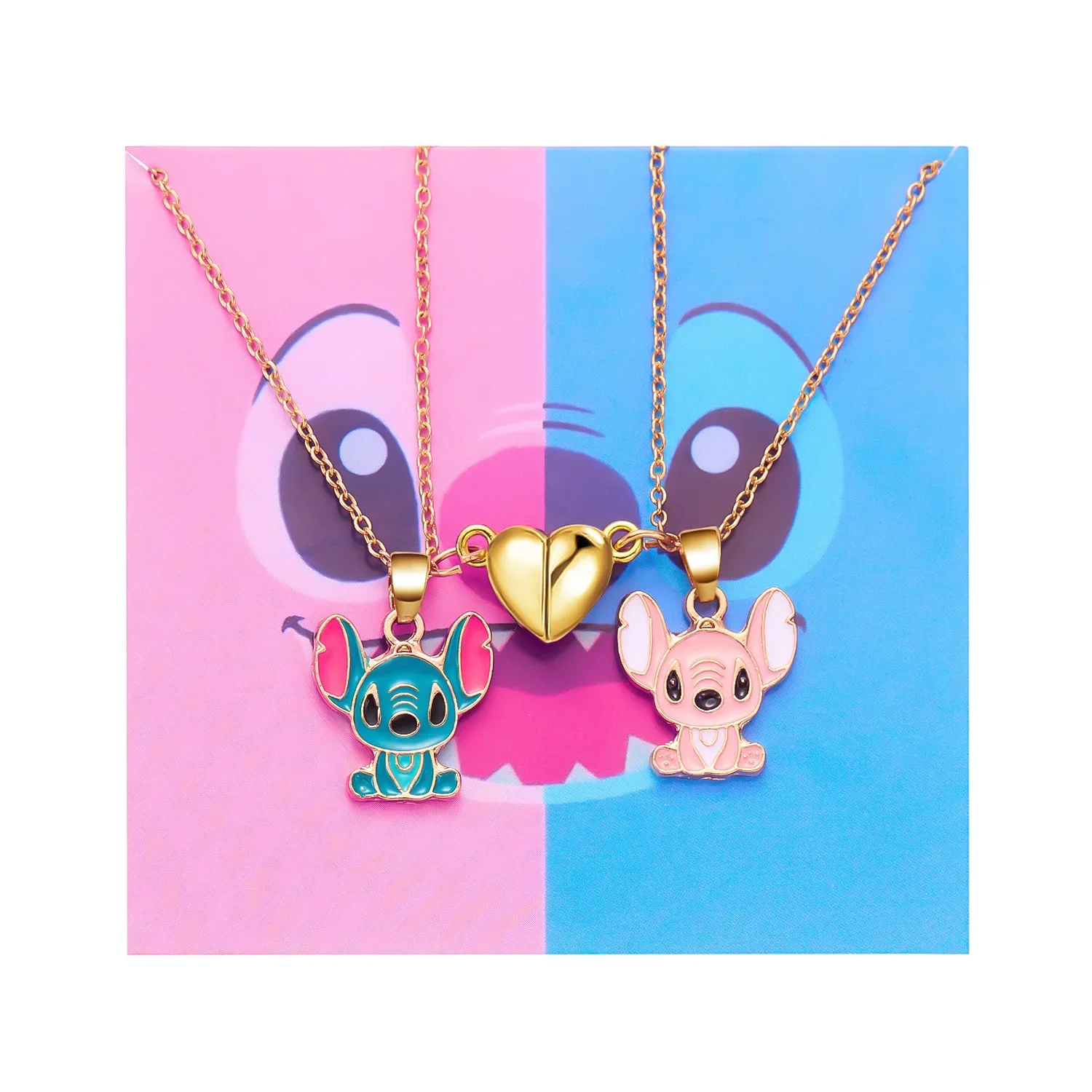 Colliers de la présidence de Disney Anime Cartoon CAN o & Stitch, amour créatif, pendentif magnétique pour meilleur ami, cadeaux de couple, 1 paire