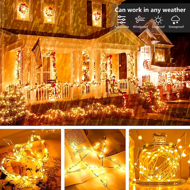Lampki LED USB 5M/10M/20M, drucik miedziany/srebrny, wodoodporne lampki dekoracyjne, girlanda świetlna, lampki choinkowe, na Boże Narodzenie, wesele, imprezę.
