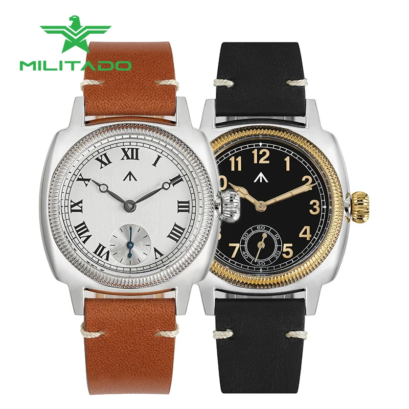 Militado 36mm Retro Dress Watch 316L Steel VD78 Quartz Luxury AR Sapphire MOP Dial 316L Steel Men Dress Wristwatch Reloj Hombre