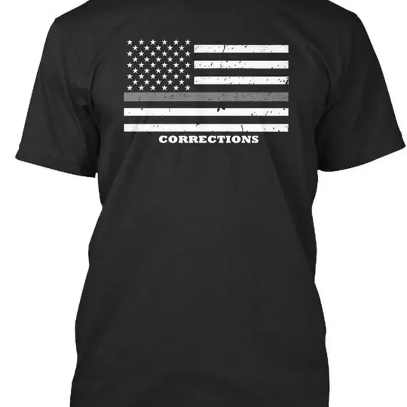 Thin Silver Line Correctional Officer Corrections T Shirt Made in USA S 5XL