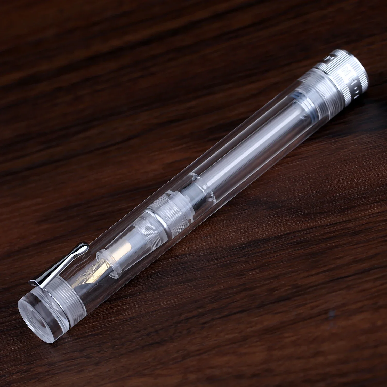 Majohn V1 Vacuum Filling Fountain Pen EF/F/M/ Bent Nib, Transparent Resin Golden/Silver Clip Demonstration Writing Gift Pen