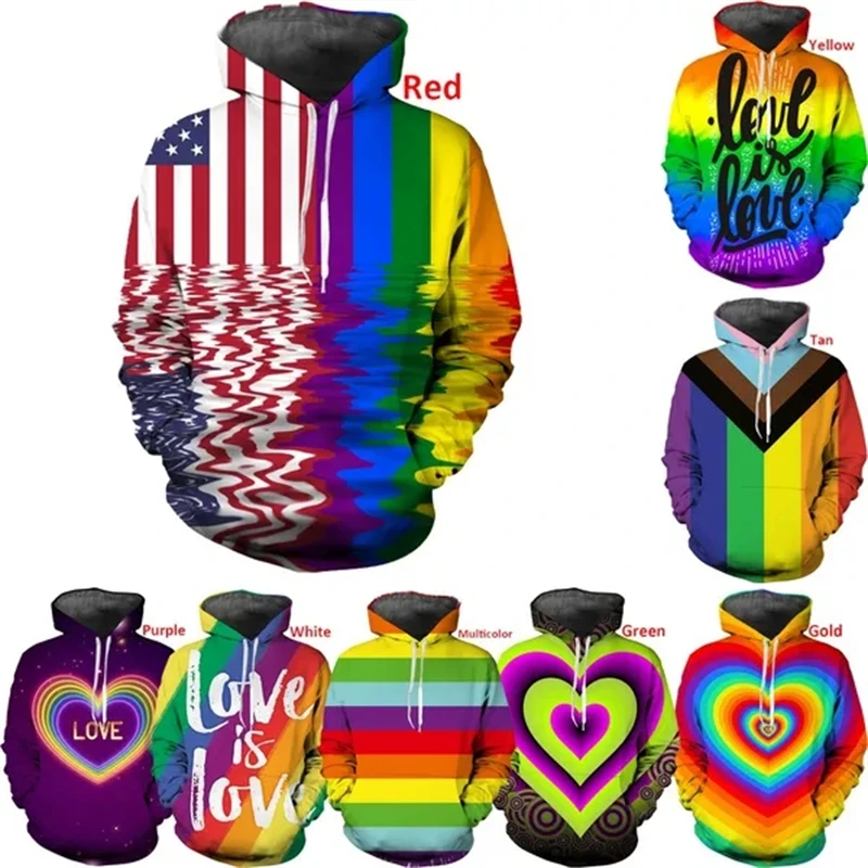 

New Popular LGBT Rainbow Flag Lesbians Gays 3d Hoodies Pullover Fashion MenWomen Hoodie Casual Long Sleeve 3D Hooded Sweatshirts