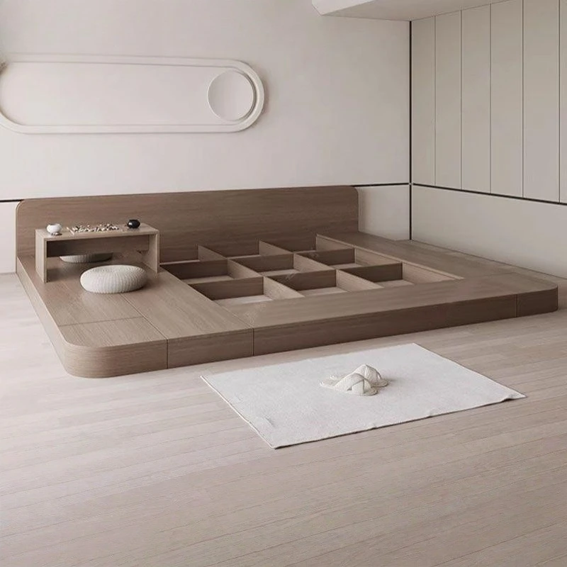 Solid wood tatami floor floor floor panel low bed multi-functional bed