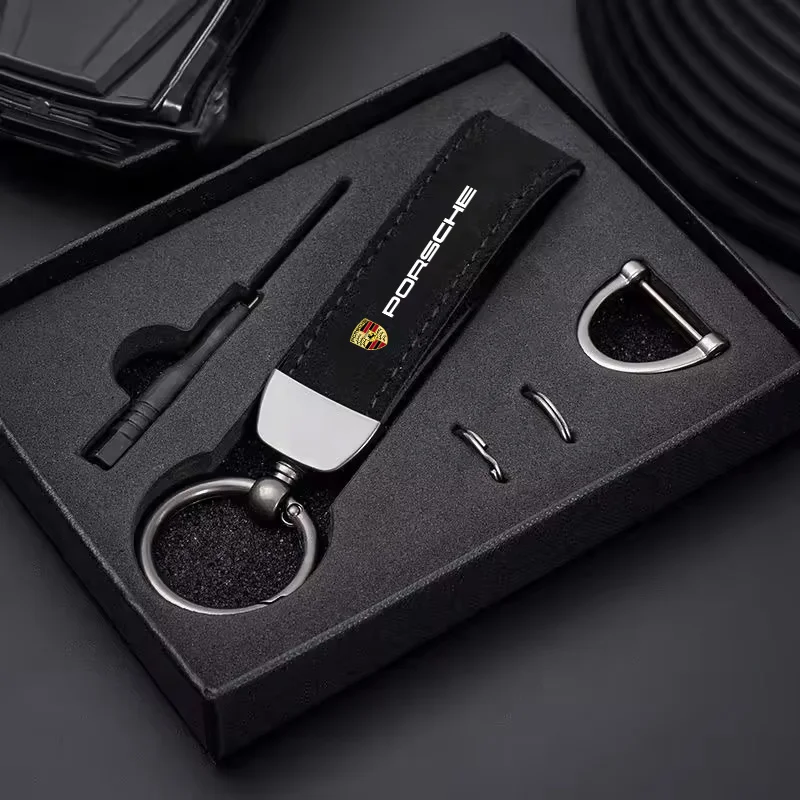 Car Keychain Key Holder Pendant Chain For Porsche Panamera Cayenne Taycan 911 718 Macan Carrera-GT 928 968 Auto Accessories