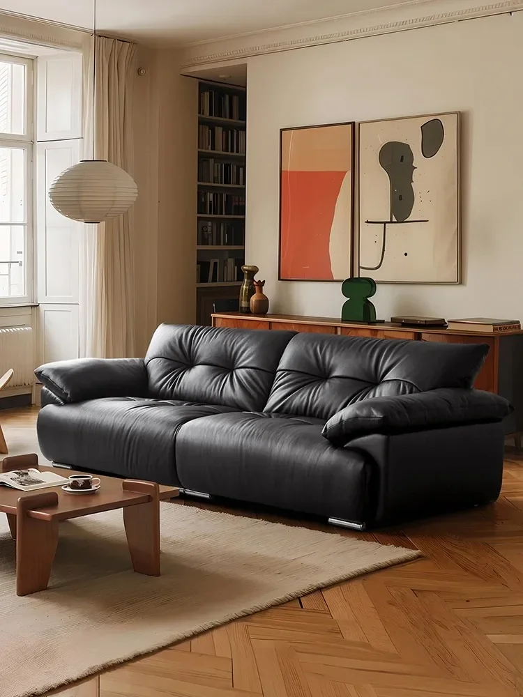 Mu Mo furniture floating cloud sofa lazy wind elephant ears minimalist French retro living room straight row sofa three people