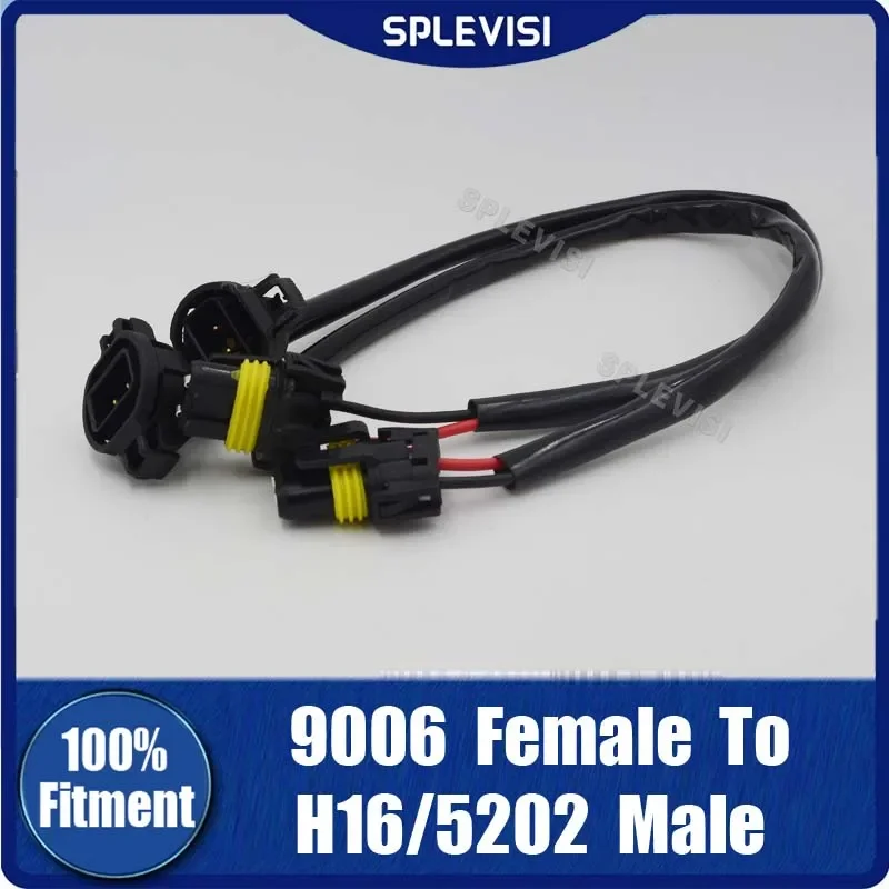 

2Pcs 9005 9006 H10 female to H16 5202 male Wiring Harness Sockets Fog Lamp Male Female Plug para automóvil H16 5202 2504