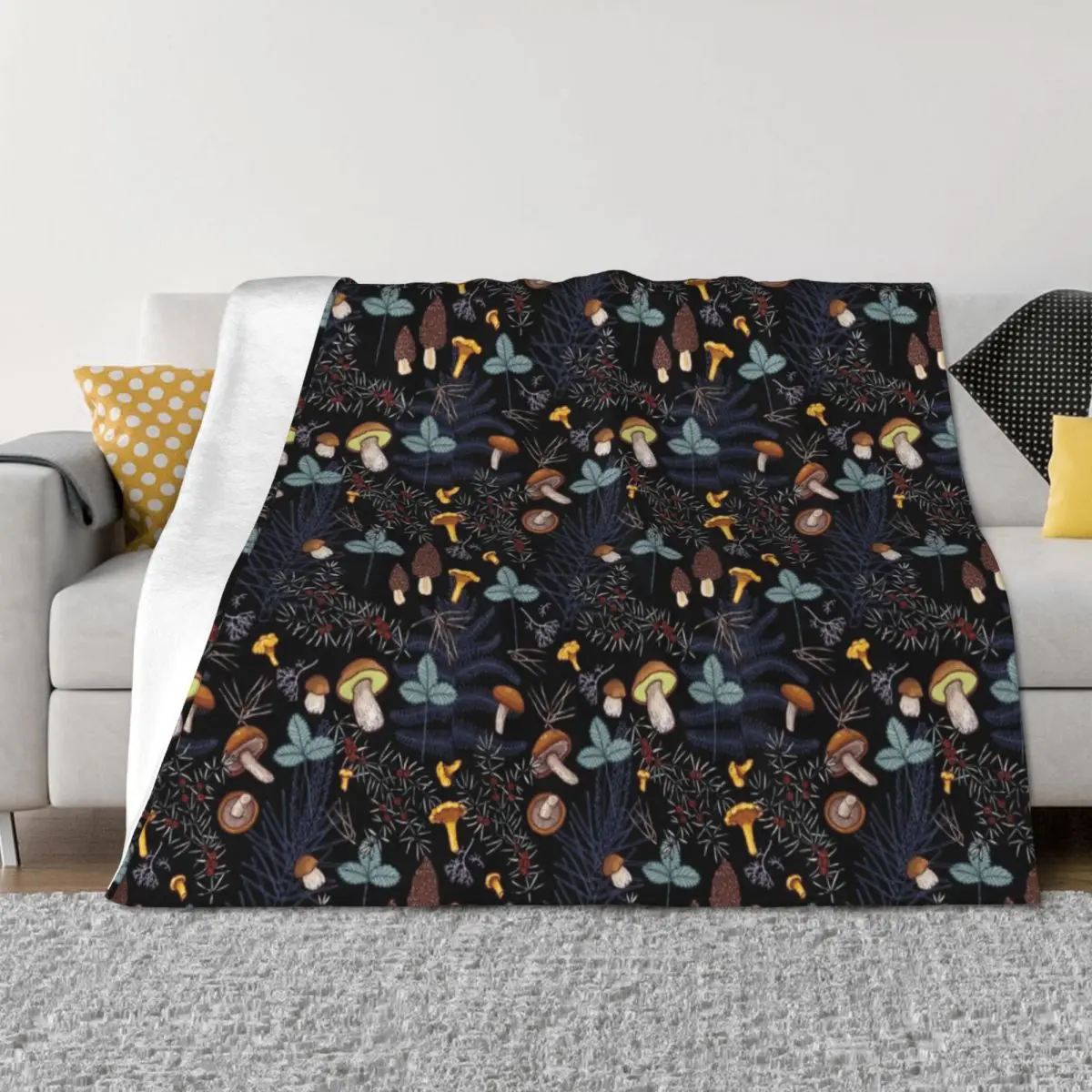 

dark wild forest mushrooms Throw Blanket Decorative Sofa Decorative Throw for winter Loose Blankets