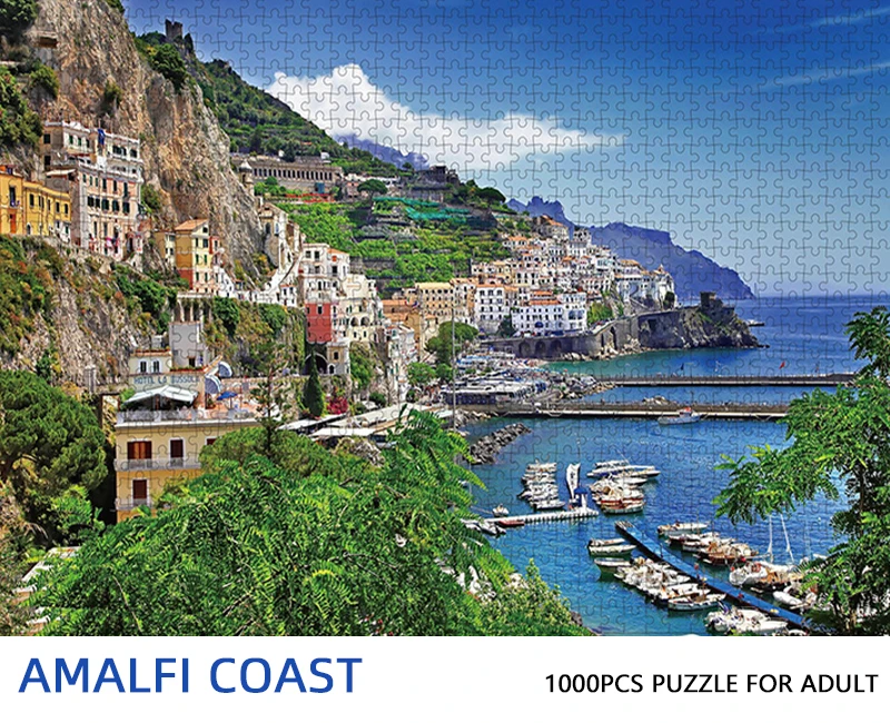 Rompecabezas de la costa Amalfi para adultos, juguete educativo para aliviar el estrés, pintura para decoración del hogar, 75x50cm, 1000 piezas