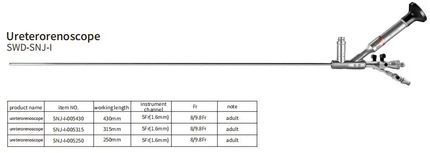 SUODE 8/9.8Fr URS semi rigid ureteroscope seminal cystoscope nephroscope set urology endoscope