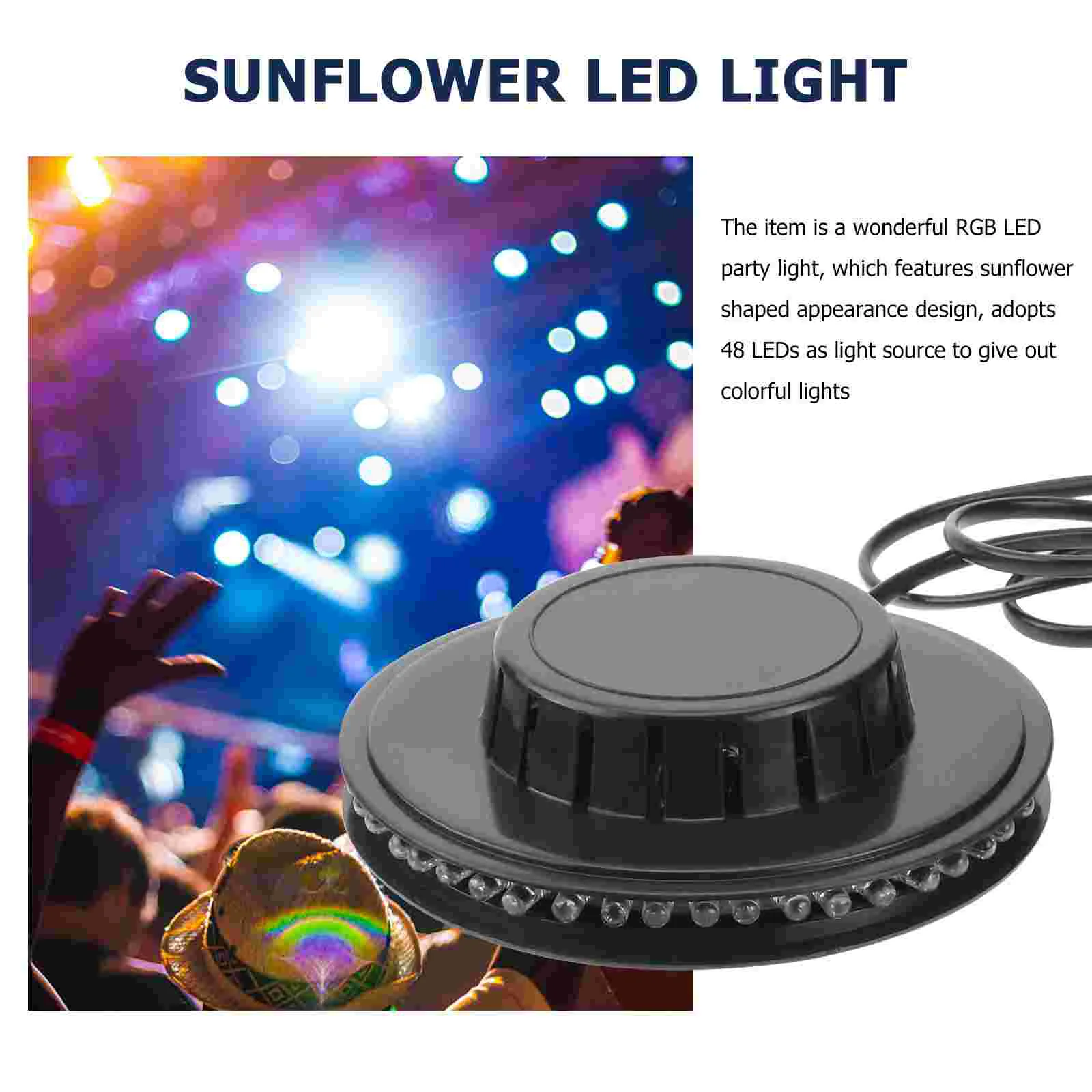 Novelty Sunflower Shaped Voice-Activated /Auto Rotating 48-LED RGB Light LED Party Light (White, EU Plug)