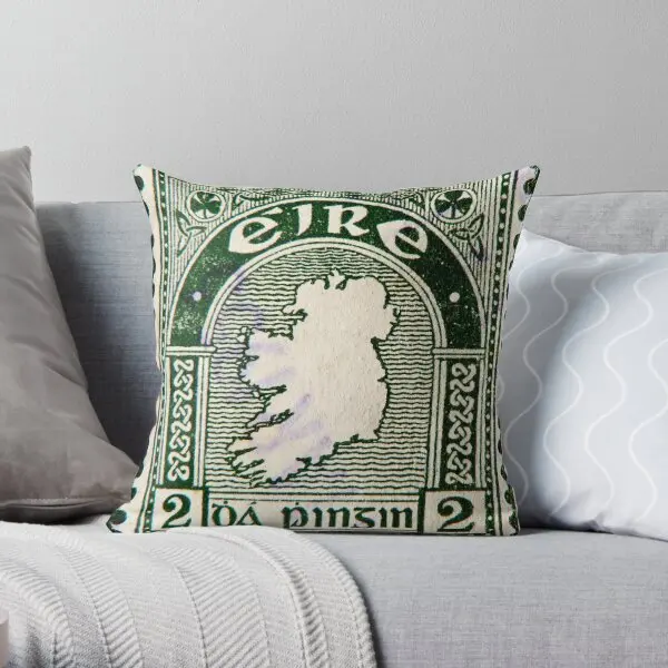 Eire Ireland Vintage Old Postage Stamp  Printing Throw Pillow Cover Home Square Waist Fashion Pillows not include One Side