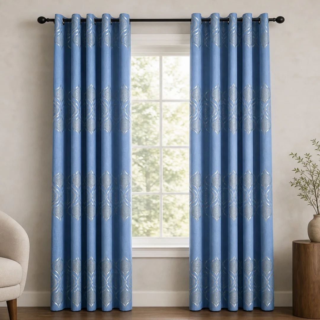 1PC Thick High-Density Printed Curtain, Elegant Floral Pattern, Good Light Blocking and Insulation, Suitable for Living Room Bed