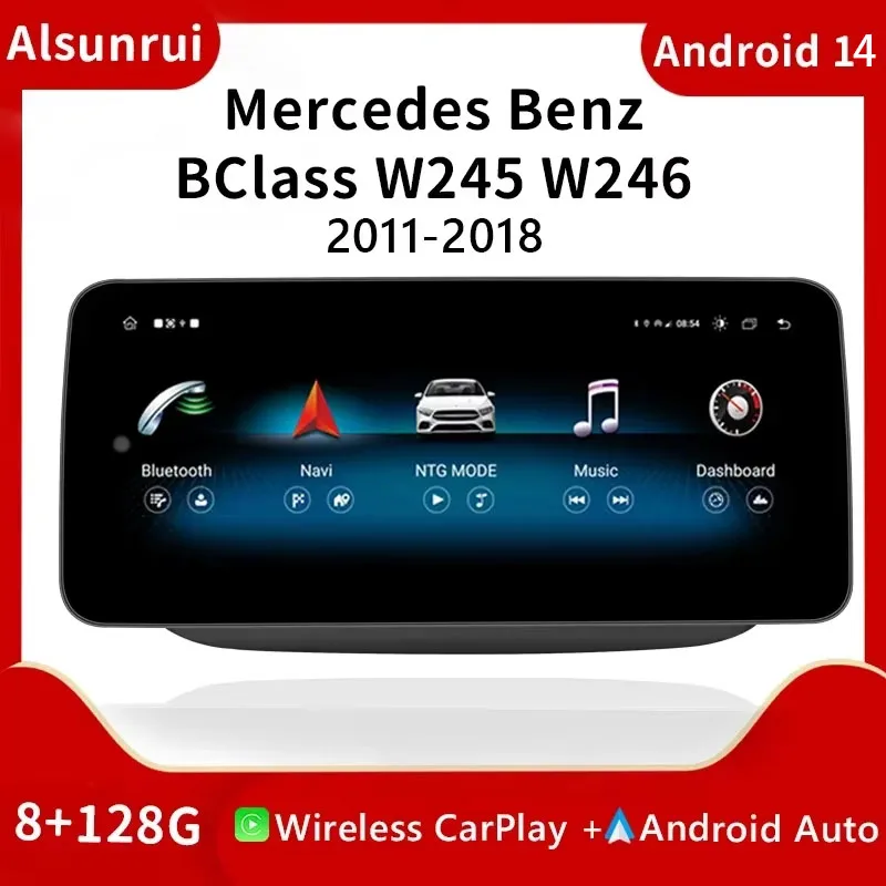 

4G 1920*720 беспроводной Carplay Android 13 автомобильный радиоприемник для Mercedes-benz W246 2011-2018 Мультимедиа Wi-Fi экран стерео GPS навигация