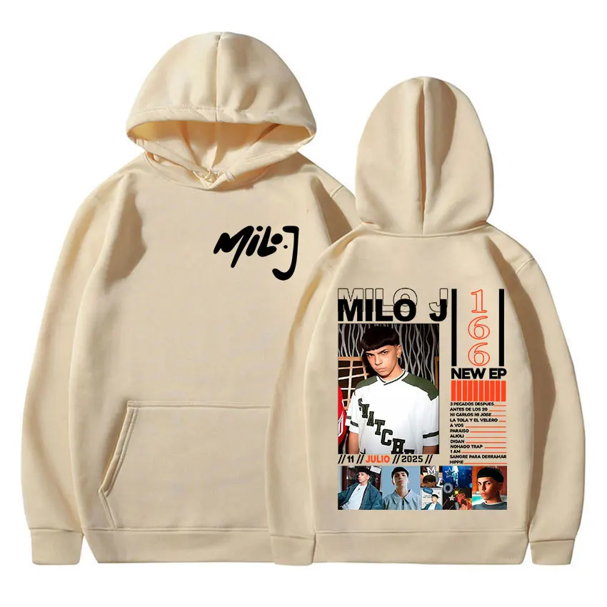 مغني الراب ميلو J 166 ألبوم 2025 الجرافيك هوديي الرجال الهيب هوب كنزة صوف البلوز القوطية موضة المتضخم هوديس الشارع الشهير #5