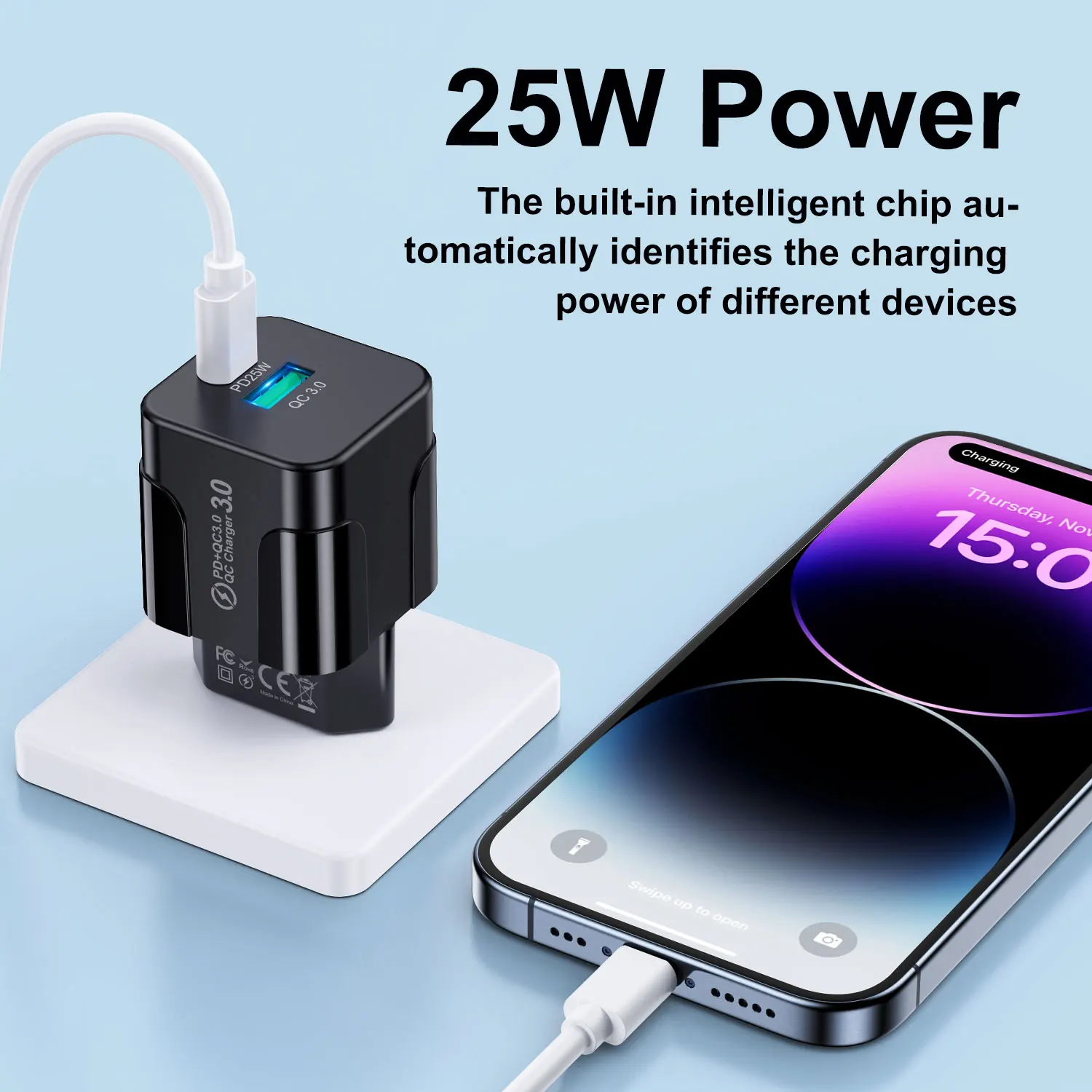 PD25W Korean Charger for iPhone 15 Pro Max USB Type C Fast Charger USB C Fast Chargig Charger KR Plug Quick Charger Wall Charger