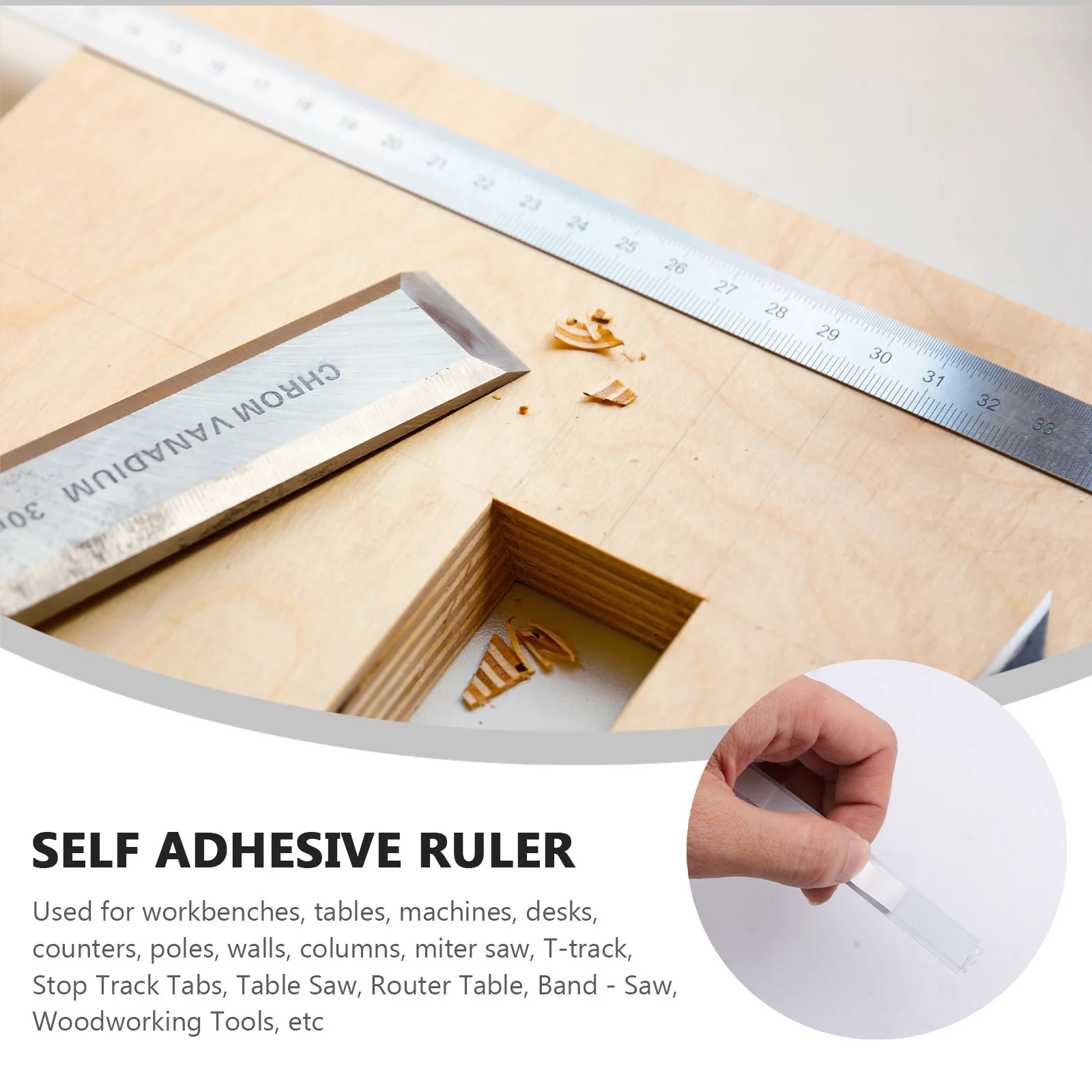 

Professional Miter Track Tape Steel Ruler Self Adhesive Metric Scale Multi-Function Woodworking T-Track Stop Tabs Accurate