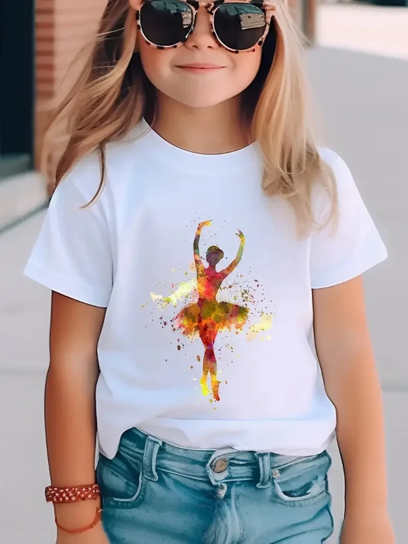 Boys T-shirt Girls Kids Rhythmic Gymnastics Printed T-shirt Modal Clothing Short Sleeves Boys Clothes