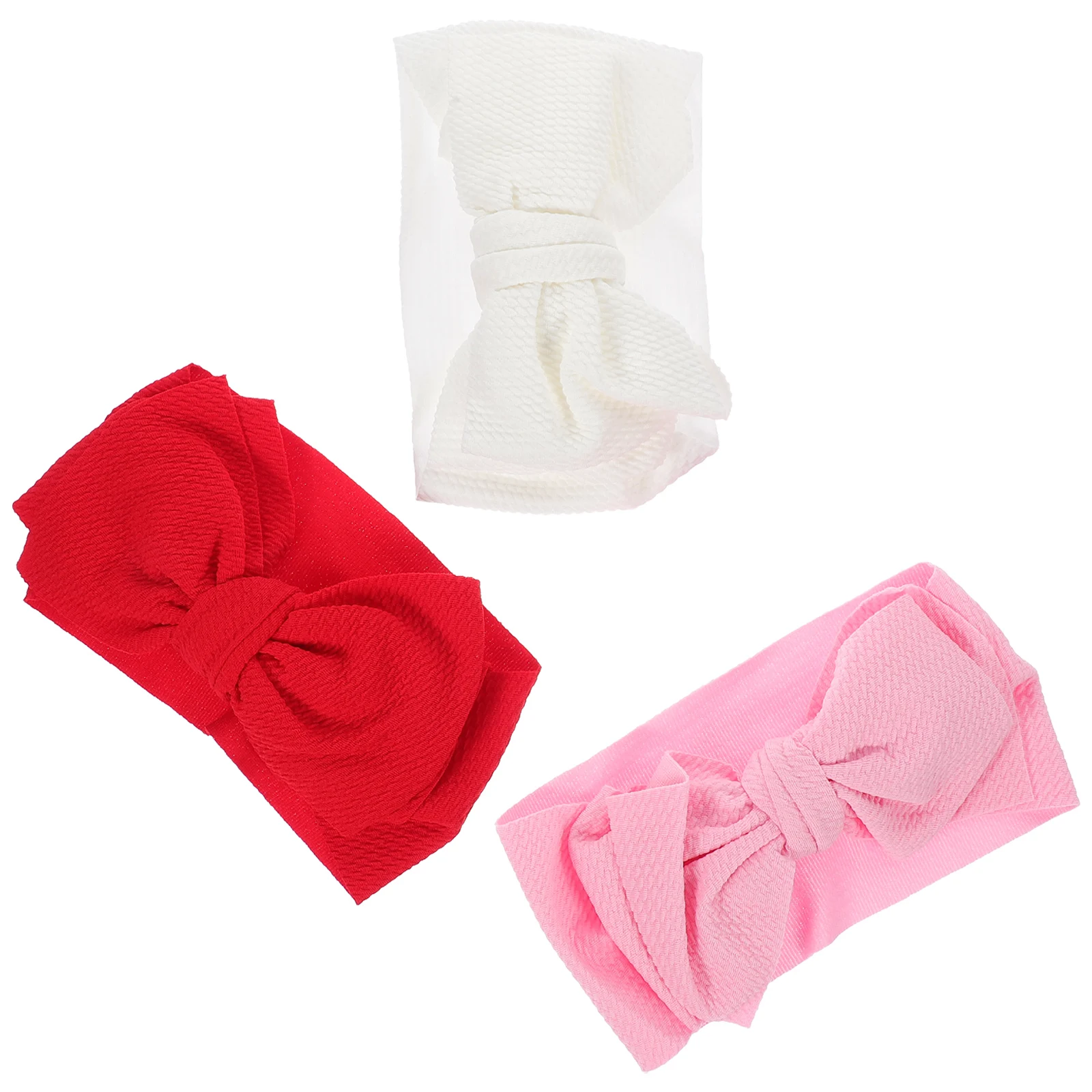 

3pcs Baby Headb s Bow Headb Vibrant Colors Soft Materials Adjustable Size Newborn Toddler Girl Hair Accessories White Pink Dark