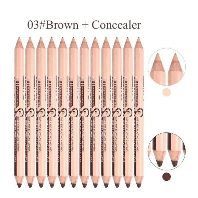 1Pcs Double-headed Black Eyebrow Pencil Dual-use Waterproof Lasting Anti-dark Circles Concealer Pen