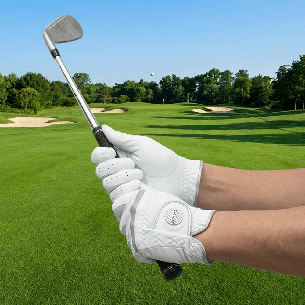 

White Color Golf Glove Detachable Marker Breathable Fabric Breathable Golf Gloves Lightweight Design Replaceable Glove