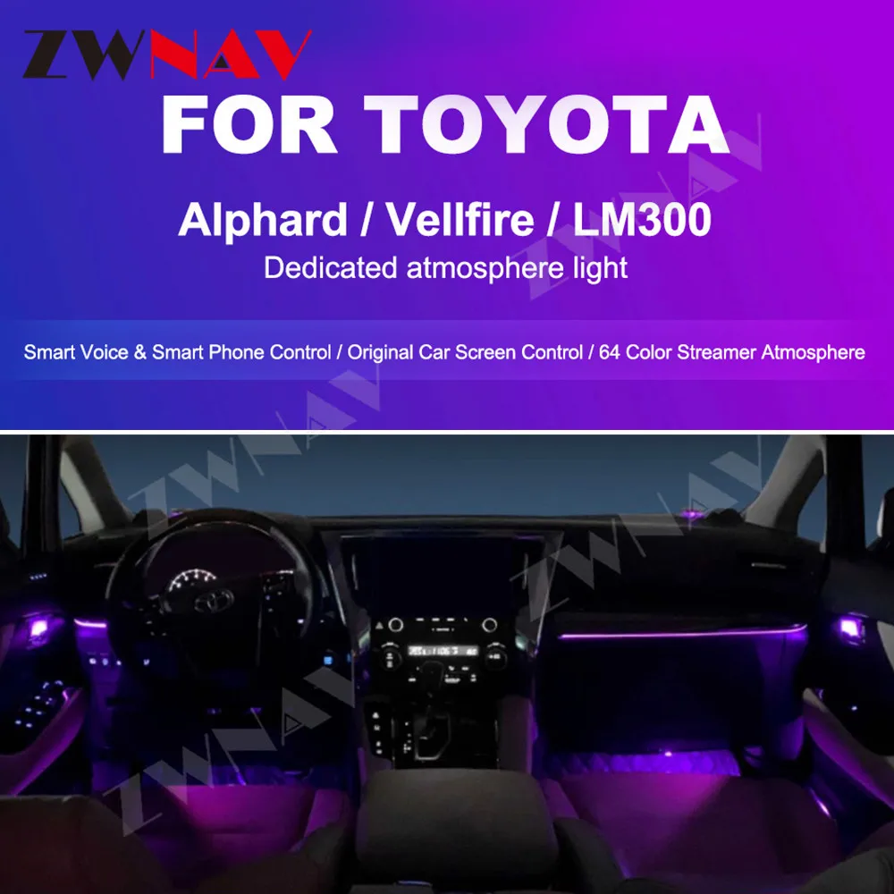 Car LED Atmosphere Lights For Toyota Elfa Vellfire LM300 Ambient Light Colors Changeable Contour Lamps Dashboard Decoration