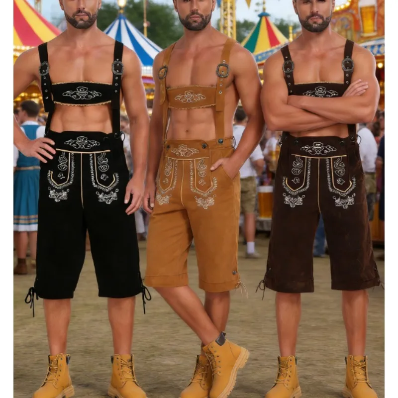 

Men's Oktoberfest Suspender Pants Costume Male Braces Trousers Stage Performance Outfit Pants Costume Braces Trouser