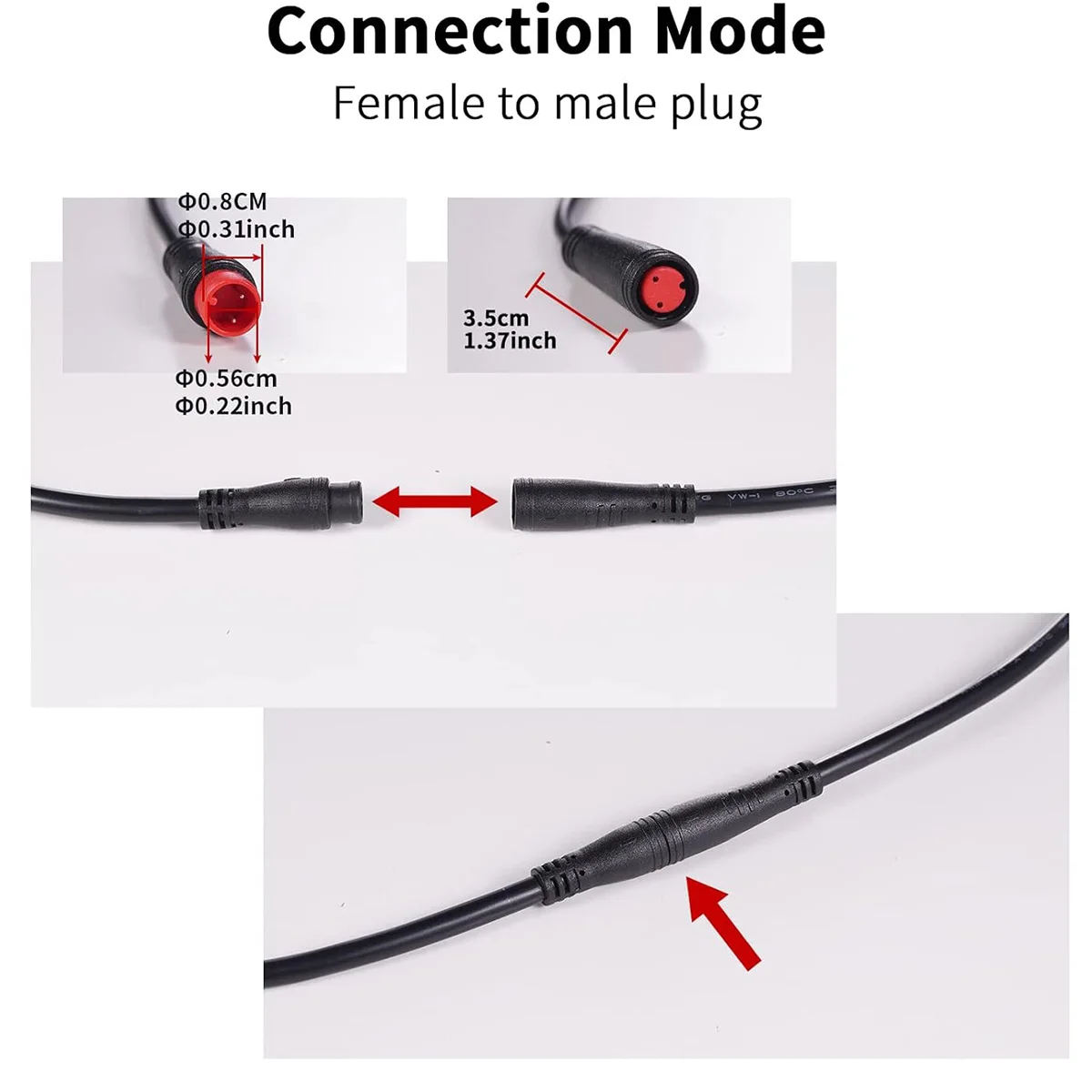 Sensor de cabo de extensão fêmea masculino para motor de bicicleta elétrica, acelerador de polegar, ebike 2 3 4 5 pinos, cabo conector de conversão
