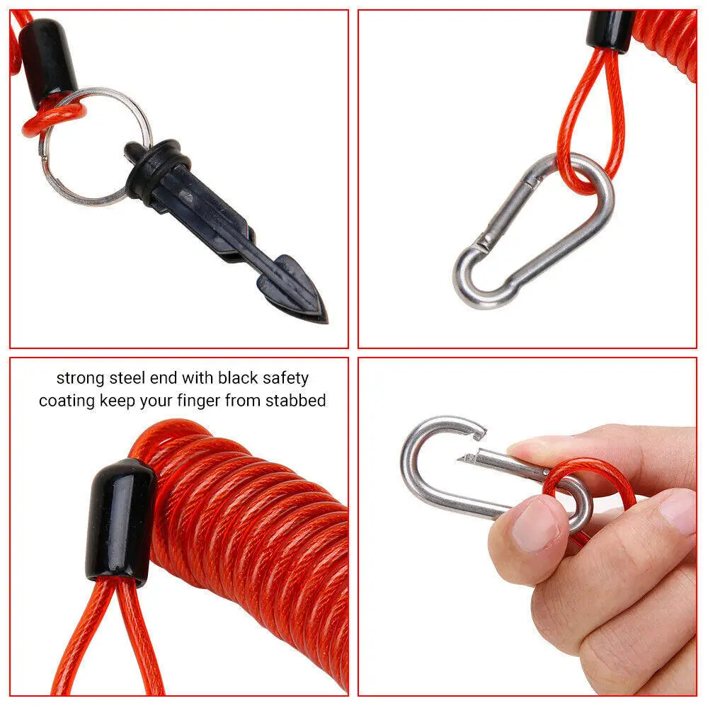 3Pcs Travel Trailer Anti-Lost Cable Coiled Pin Easily Installation With Spring Clip Safety Breakaway Cable Camping Car Accessory