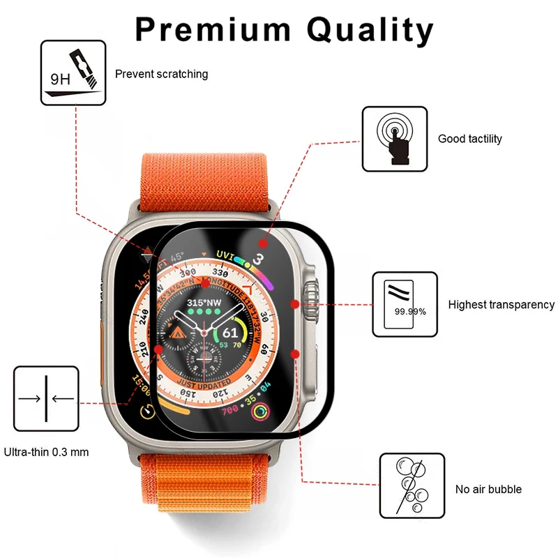 Screen Protector For Apple Watch Ultra 3 49mm Protective Film HD Curved Cover For iWatch Ultra 2 3 49mm Accessories Not Glass