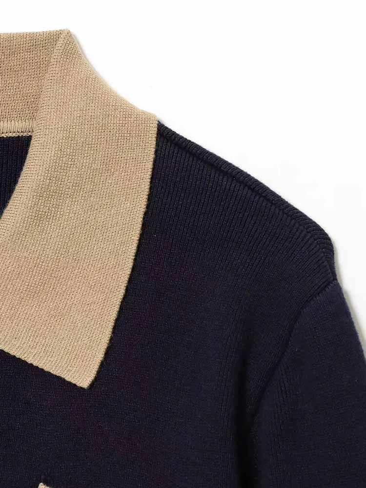 النمط الأوروبي والأمريكي الخريف والشتاء تصميم الملابس النسائية العصرية البسيطة قميص بولو متماسك #4