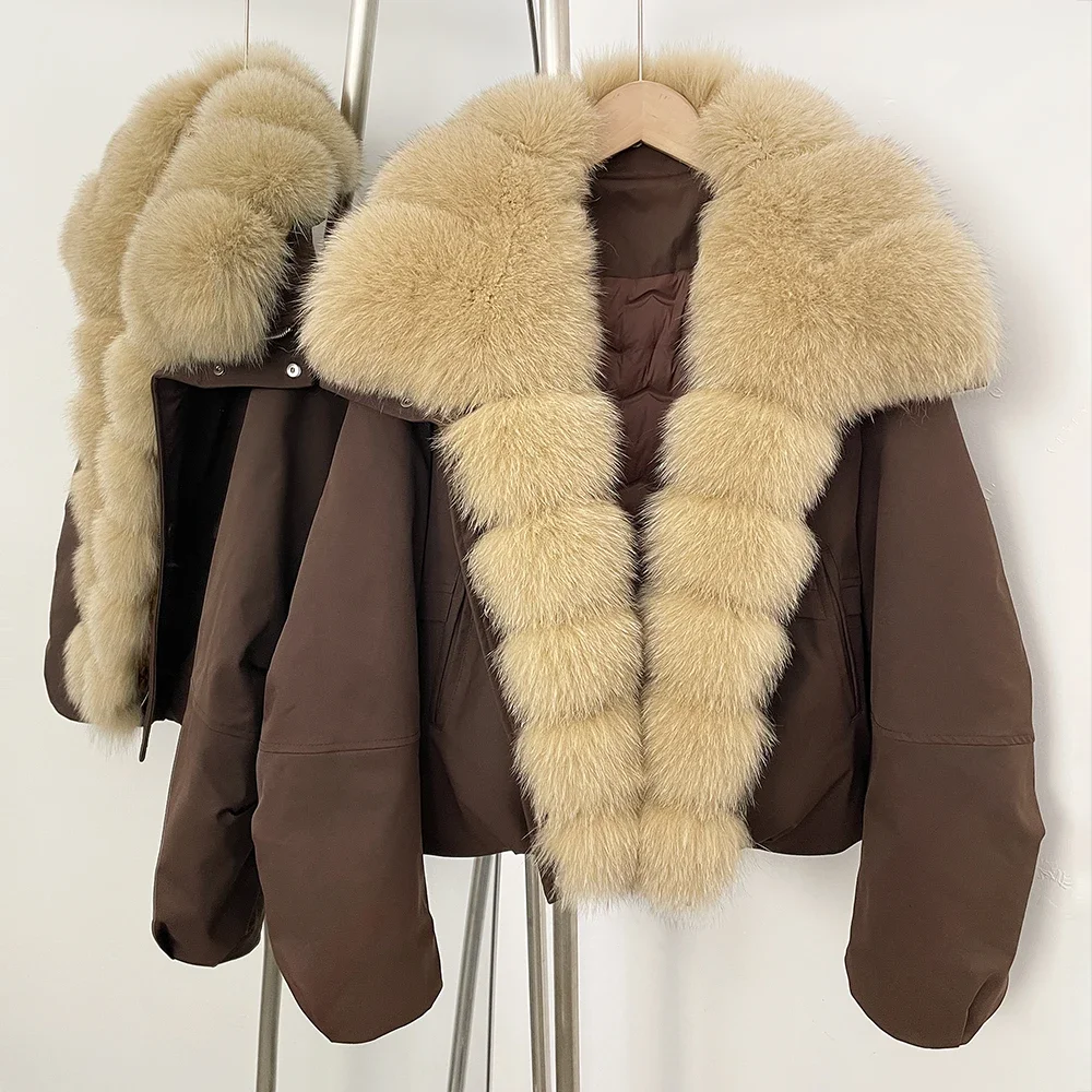 Daunenmantel für Damen, Winter-Parka-Jacken mit natürlichem Fell für Damen, Halbsaison-Jacke für Damen, warme Echtpelzmäntel für Damen 2025,