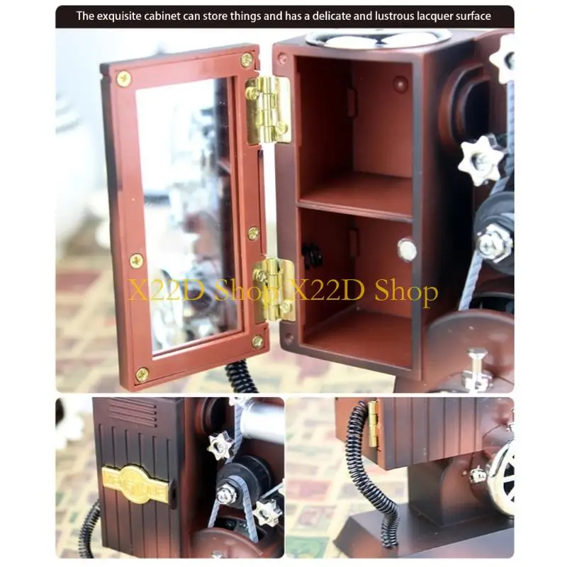 X22D Movie Projector Music Box,Movie Theater Theme Party Decors Wind Up Musical Box