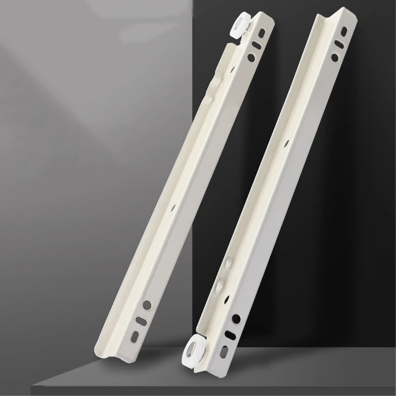 4pcs Mute Two Cabinet Rails Drawer Track Slides Computer Table Chute Cabinets Keyboard Roller Pulley Furniture Cabinets Slides