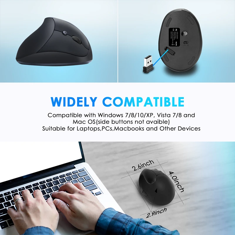 Xiaomi แนวตั้ง Grip เมาส์ไร้สายเงียบชาร์จมือ Designer Drawing Office Creative Ergonomic Mouse สําหรับคอมพิวเตอร์พีซี