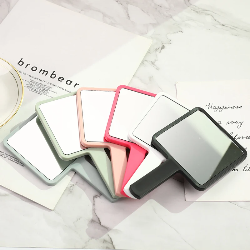 مرآة مكياج مربعة محمولة باليد ، وصلة رموش ، مرآة زينة بمقبض ، سبا وصالون ، مرايا مدمجة ، 1 * * #5