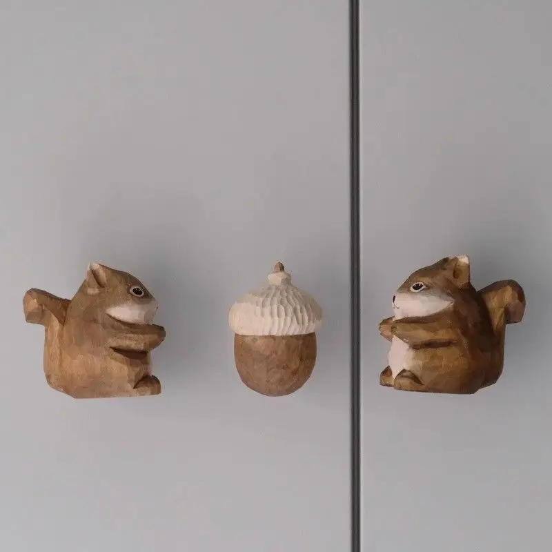 

Hook cabinet door handle squirrel squirrel creative wooden handle