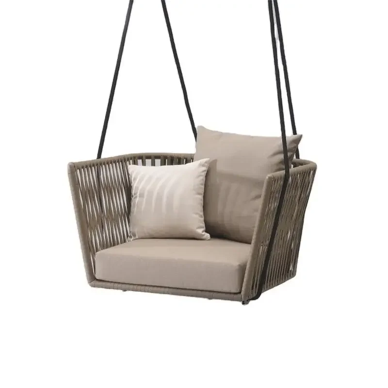 Customizable High-End Outdoor Garden Terrace Rattan Rope Swing Chair Courtyard Sunbath Rattan Swing Sofa For Patio Use