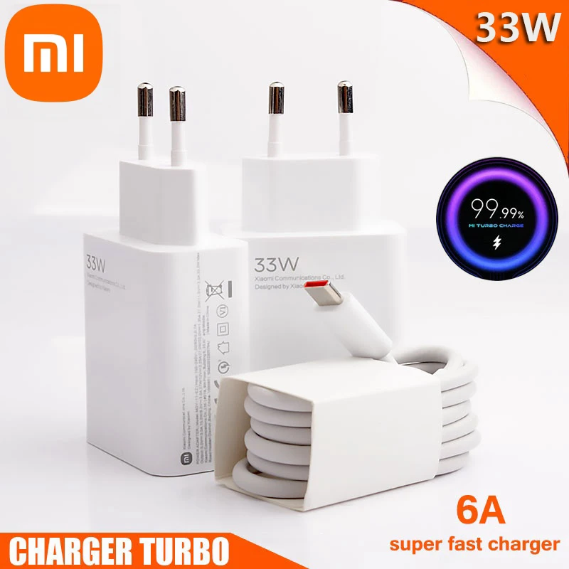 Xiaomi 33W Charger 6A Quick Charging QC 3.0 Fast Turbo Charge Mobile Phone Charger Adapter USB Type C Cable For Samsung Xiaomi