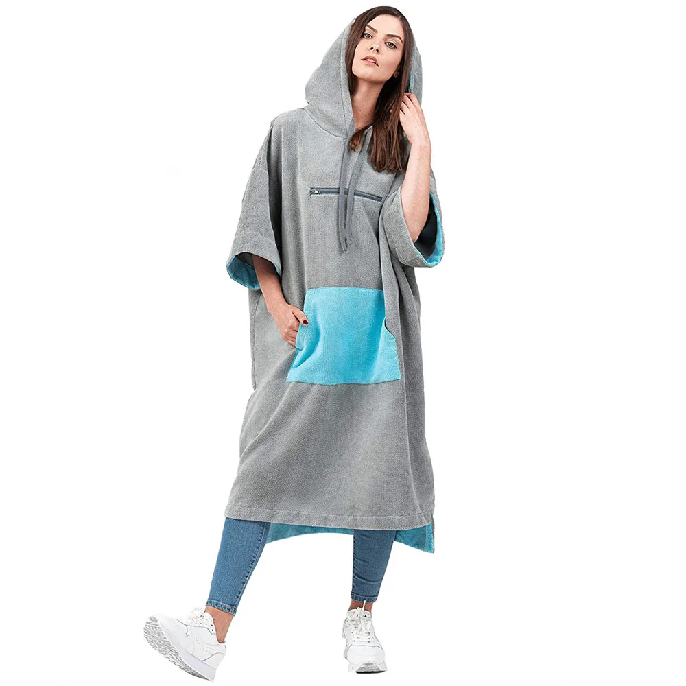 Beach Swimming Surfing Poncho Thicken Changing Robe with Hood Outdoor Sport Bath Dress Towel Microfiber Diving Cloak