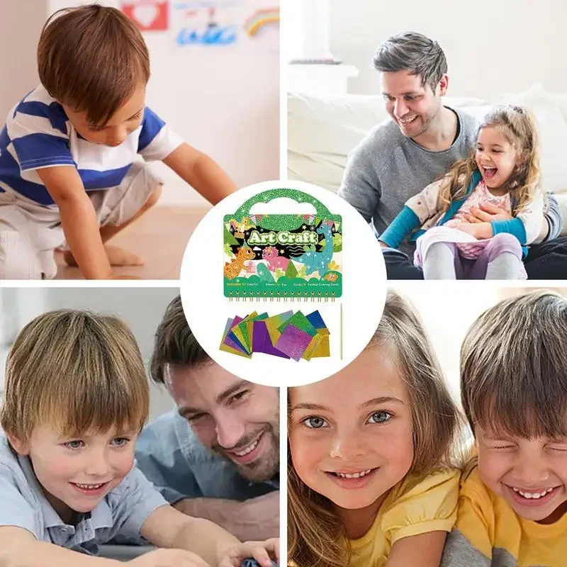 Crianças criativas livro para colorir dos desenhos animados dinossauro crianças adolescentes livro de atividades mágicas arte adesivo livro artesanal colorido conjunto para colorir