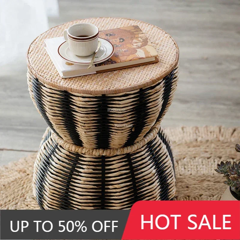 Creativity Southeast Asian Creative Rattan Coffee Tables Round Modern Bedroom Bay Window Coffee Table Bedside Corner Couchtische