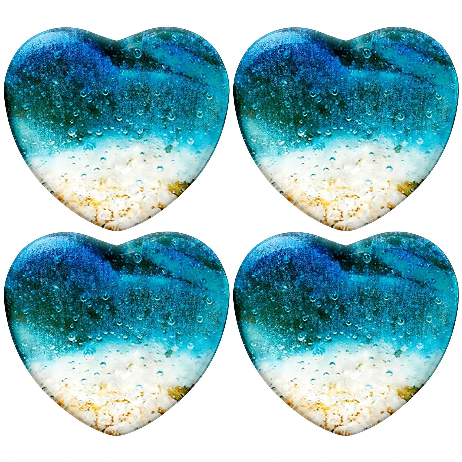1/4pcs Glas Strand tasche Herz handgemachte Meer Glas Herz Ornament mit Strand und Wellen herzförmigen Strand Dekor 2 × 2 × 0,4 Zoll