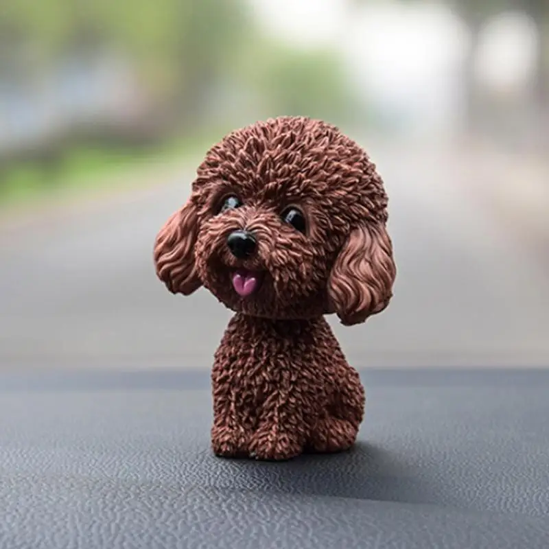 Shaking Head Dog Ornament Resin Cute Bobblehead Decoration Wobble Shaking Nodding Head Dolls Gift For Car Interior Home Room