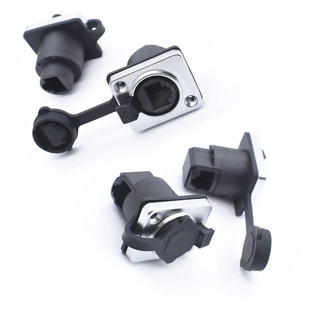 

Waterproof RJ45 Ethernet Connector - IP65 Panel Mount Socket with Rubber Cover 8P8C D-Type Jack for Outdoor/Industrial Networks